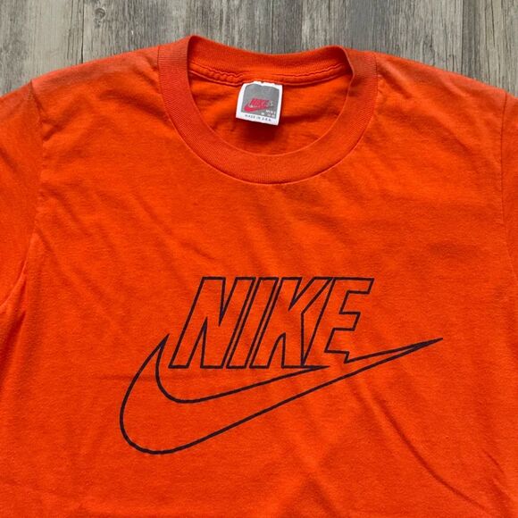 Vintage 80s Nike Swoosh Logo Single Stitched T-Shirt Size M - Picture 2 of 5